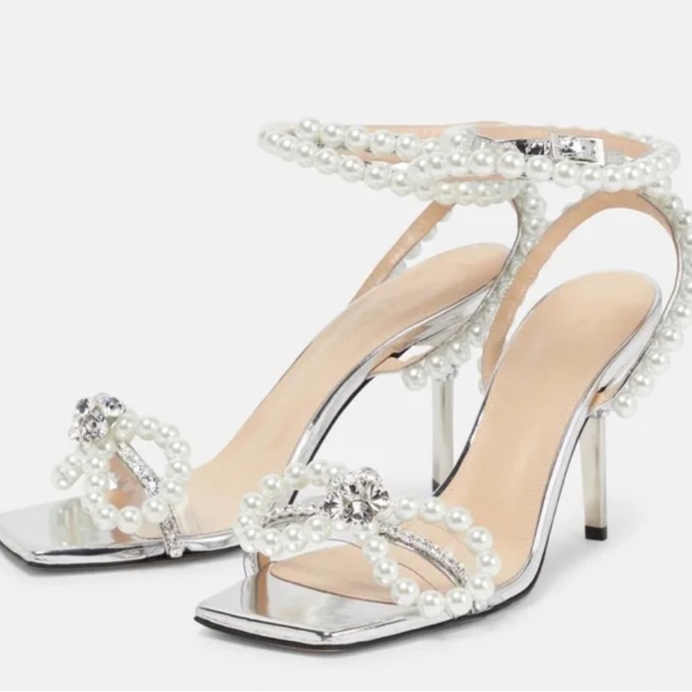 Mach & Mach Embellished Metallic Leather Sandals - Size 37